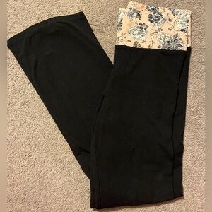 Victoria's Secret Black Leggings with Floral Printed Waistband